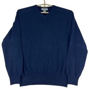 Daniel Cremieux Sweater Mens Medium (M) Navy Blue 100% Cashmere V-Neck Pullover